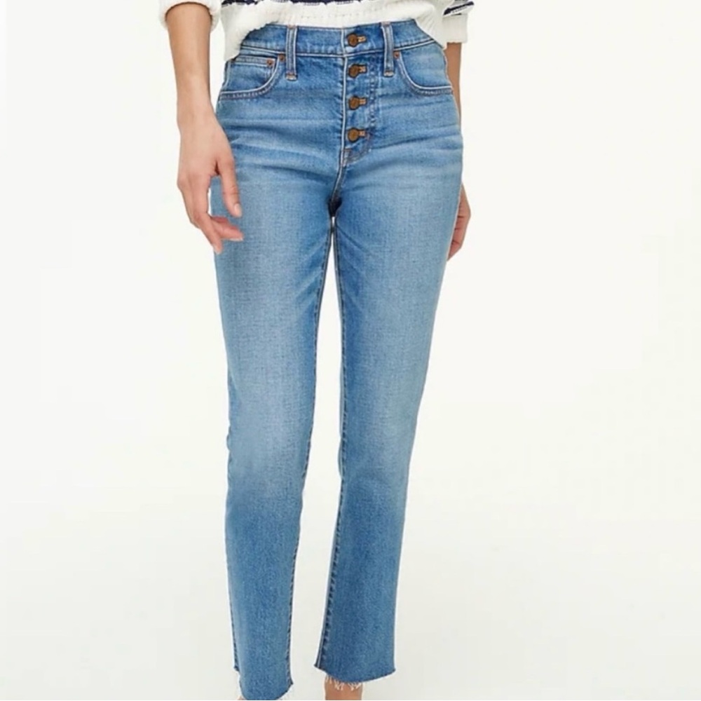 J. Crew Factory Women's High Waisted Button Up Straight Jeans